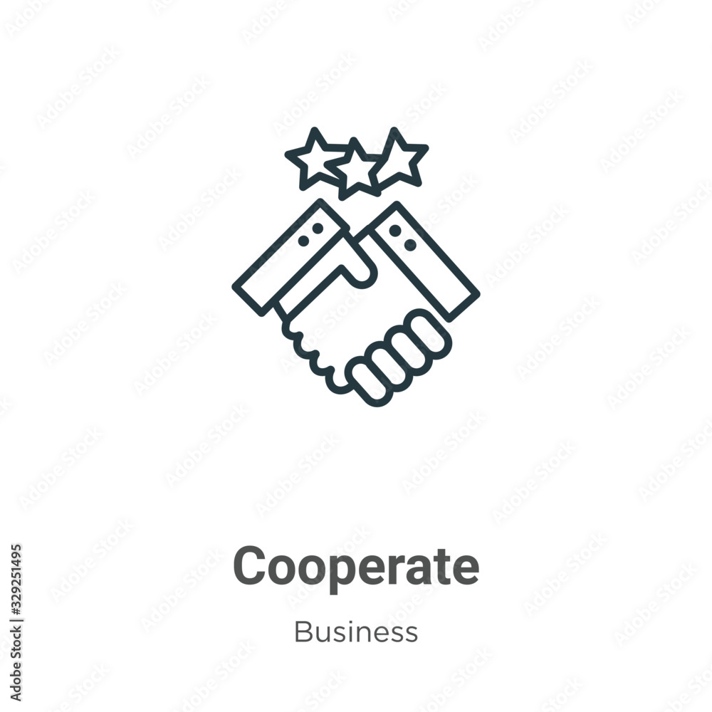 Poster cooperate outline vector icon. thin line black cooperate icon, flat vector simple element illustrati