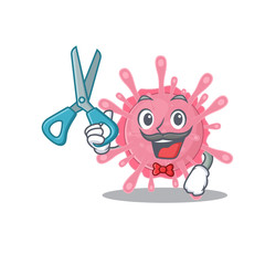 Cool Barber corona virus germ mascot design style