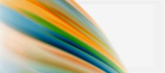 Wave lines abstract background, smooth silk design with rainbow style colors. Liquid fluid color waves. Vector Illustration