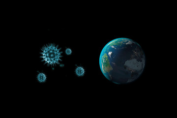 3D rendering Corona virus (19-COVID) ,world/earth, coronavirus