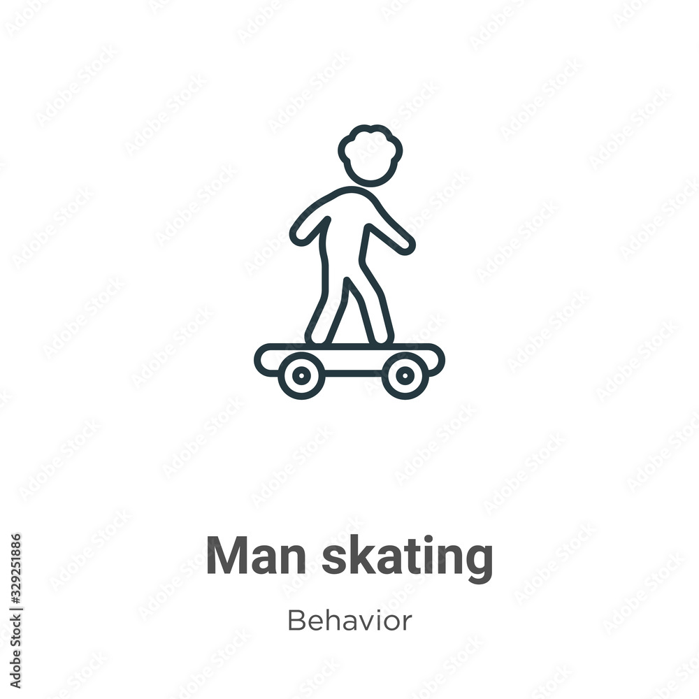 Aufkleber man skating outline vector icon. thin line black man skating icon, flat vector simple element illust