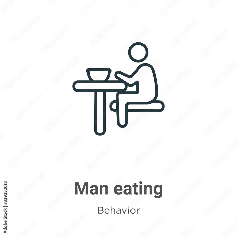 Poster man eating outline vector icon. thin line black man eating icon, flat vector simple element illustra