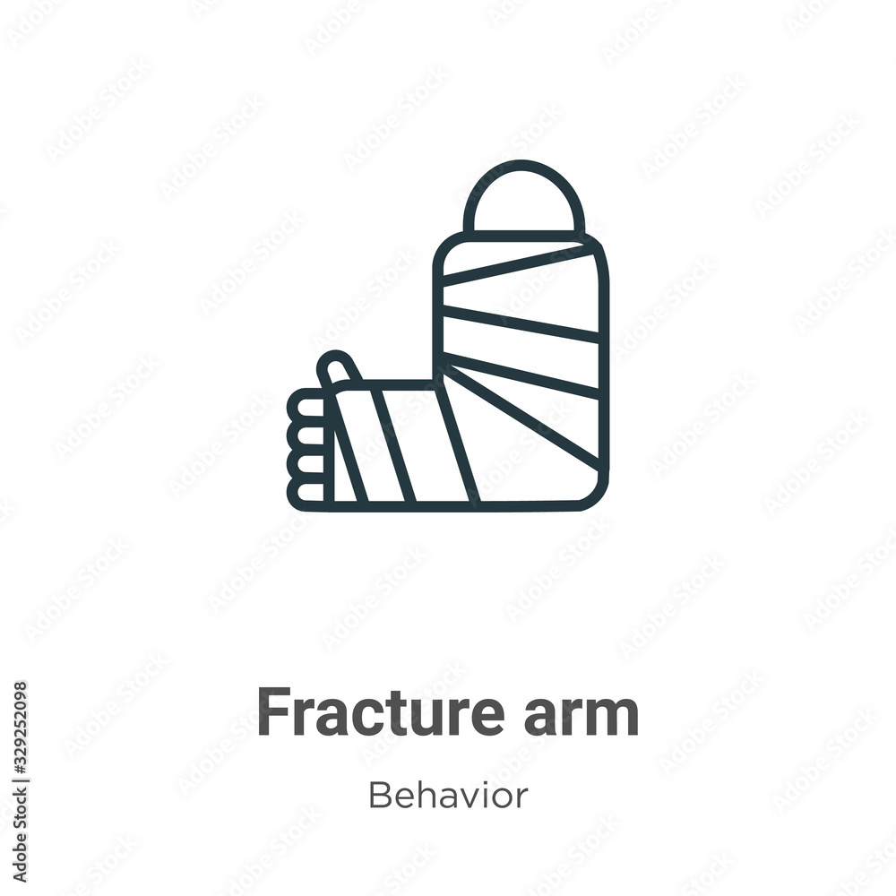 Poster fracture arm outline vector icon. thin line black fracture arm icon, flat vector simple element illu