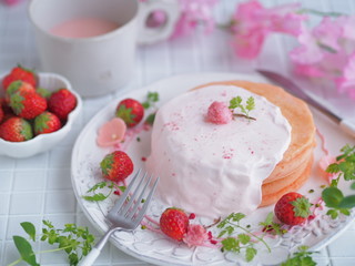 春スイーツ 桜パンケーキ