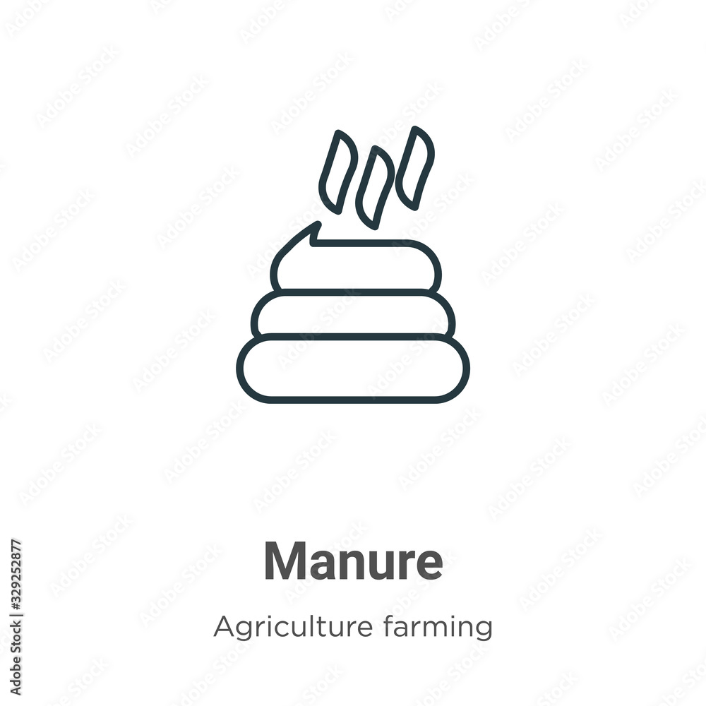 Poster manure outline vector icon. thin line black manure icon, flat vector simple element illustration fro