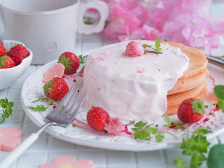 春スイーツ 桜パンケーキ