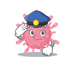A picture of corona virus germ performed as a Police officer