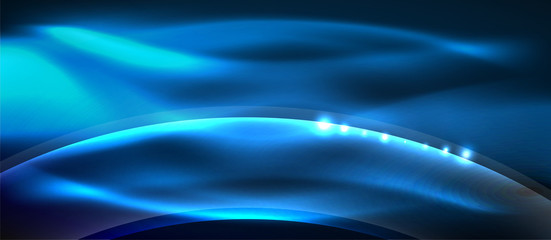 Abstract background. Shiny design neon waves with light effects, techno trendy design. Vector Illustration For Wallpaper, Banner, Background, Card, Book Illustration, landing page