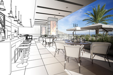 Terrace Bar & Restaurant with Outlook (concept) - 3d visualization