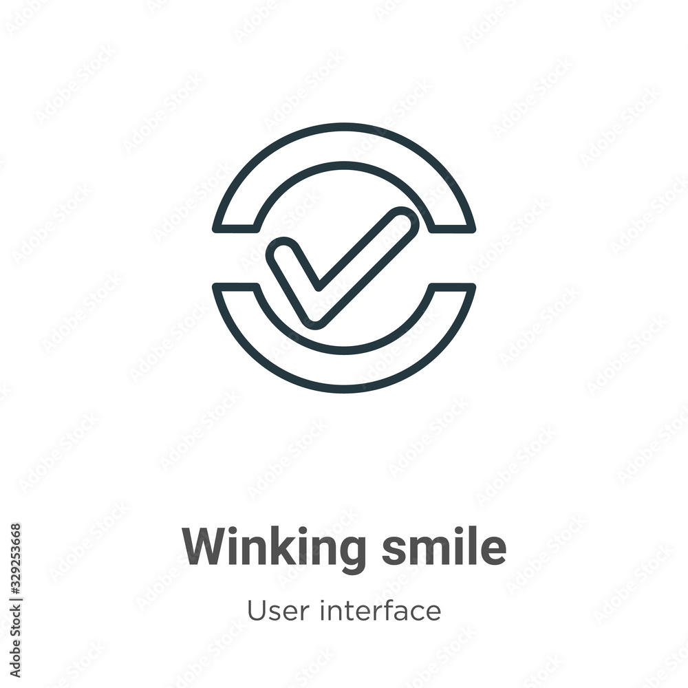 Poster winking smile outline vector icon. thin line black winking smile icon, flat vector simple element il