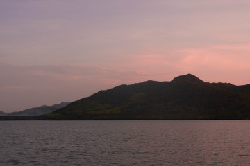 scenery of mountain in dusk