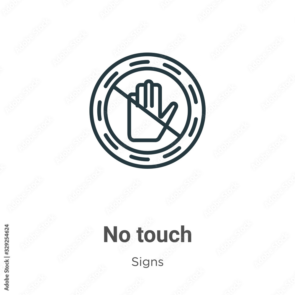 Poster no touch outline vector icon. thin line black no touch icon, flat vector simple element illustration