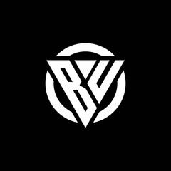 BU logo with triangle shape and circle rounded design template