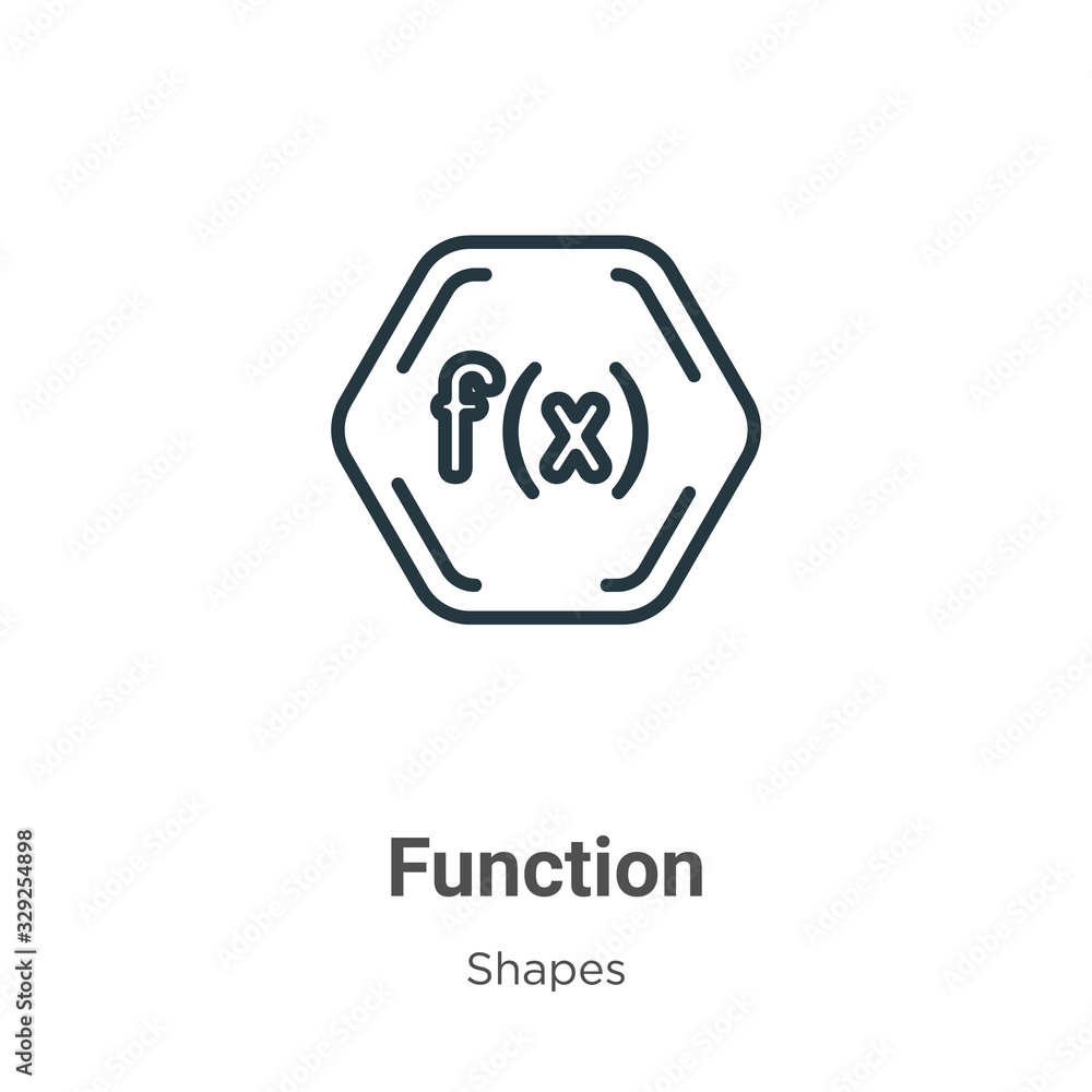Poster function symbol outline vector icon. thin line black function symbol icon, flat vector simple elemen