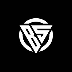 BS logo with triangle shape and circle rounded design template