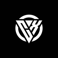 CX logo with triangle shape and circle rounded design template