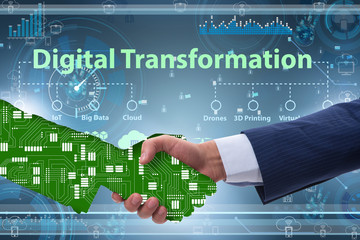 Digital transformation concept with handshake
