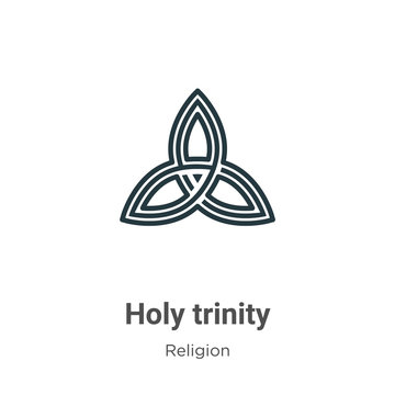 Holy trinity outline vector icon. Thin line black holy trinity icon, flat vector simple element illustration from editable religion concept isolated stroke on white background