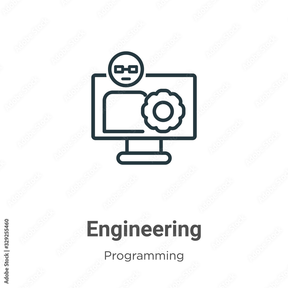 Poster engineering outline vector icon. thin line black engineering icon, flat vector simple element illust