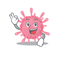 Corona virus germ cartoon character design style making an Okay gesture