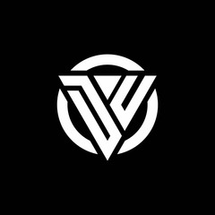 DU logo with triangle shape and circle rounded design template