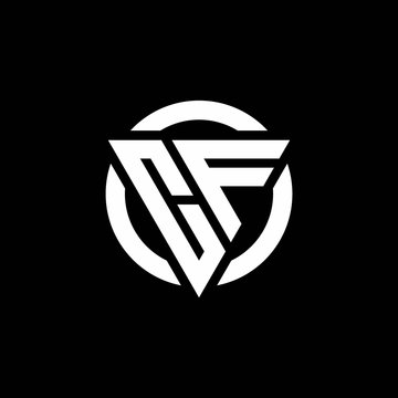 CF logo with triangle shape and circle rounded design template