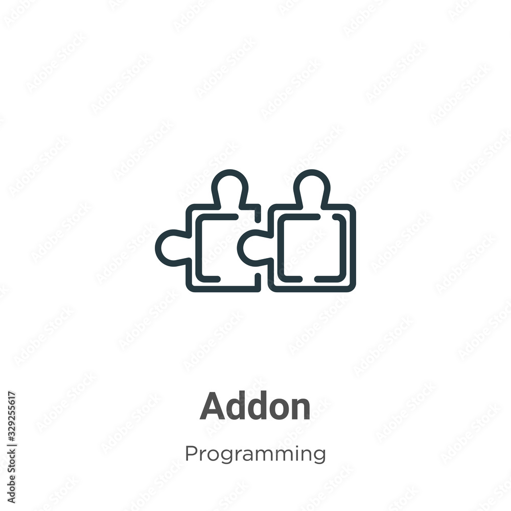 Poster addon outline vector icon. thin line black addon icon, flat vector simple element illustration from 
