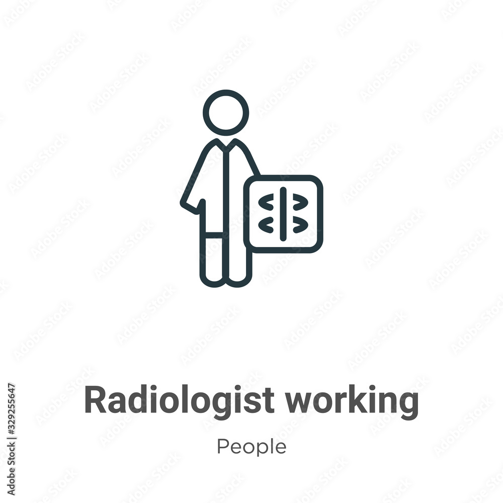 Poster radiologist working outline vector icon. thin line black radiologist working icon, flat vector simpl