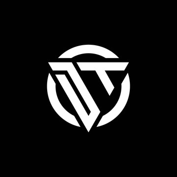 DT logo with triangle shape and circle rounded design template