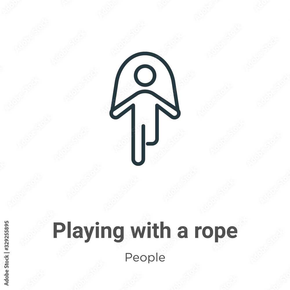 Poster playing with a rope outline vector icon. thin line black playing with a rope icon, flat vector simpl