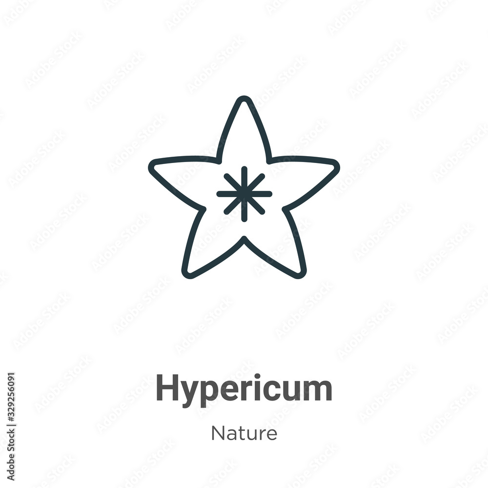 Poster hypericum outline vector icon. thin line black hypericum icon, flat vector simple element illustrati