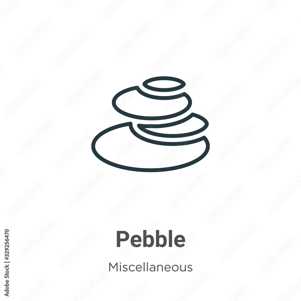 Poster pebble outline vector icon. thin line black pebble icon, flat vector simple element illustration fro