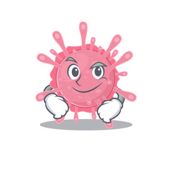 Funny corona virus germ mascot character showing confident gesture