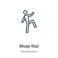 Muay thai outline vector icon. Thin line black muay thai icon, flat vector simple element illustration from editable miscellaneous concept isolated stroke on white background