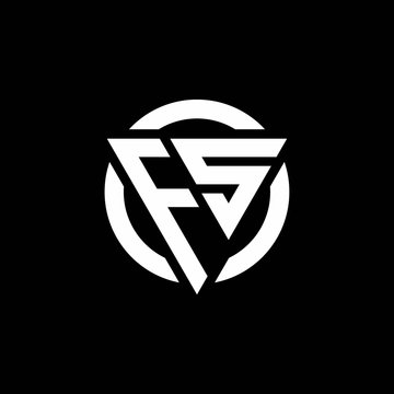 FS logo with triangle shape and circle rounded design template