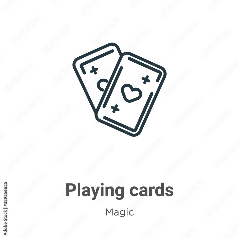Poster playing cards outline vector icon. thin line black playing cards icon, flat vector simple element il