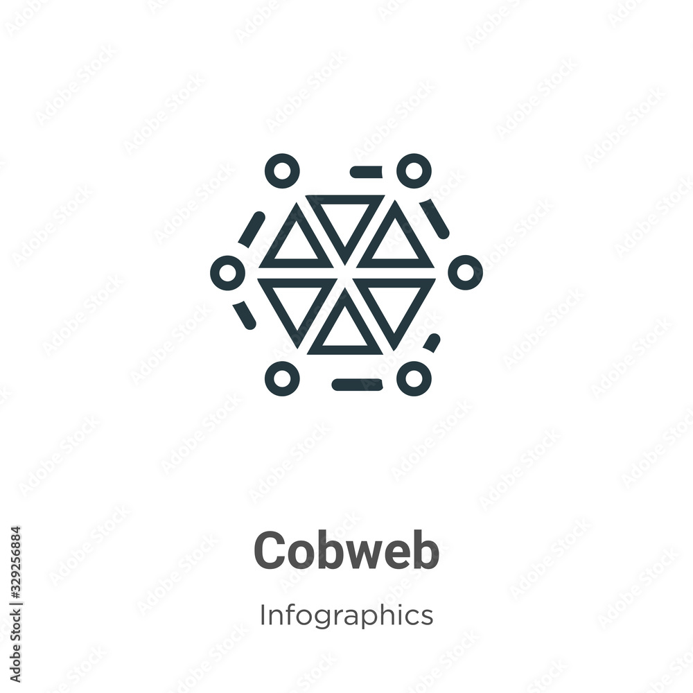 Poster cobweb outline vector icon. thin line black cobweb icon, flat vector simple element illustration fro