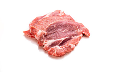 piece of meat, pig neck on a white background.
