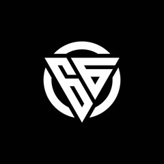 GG logo with triangle shape and circle rounded design template