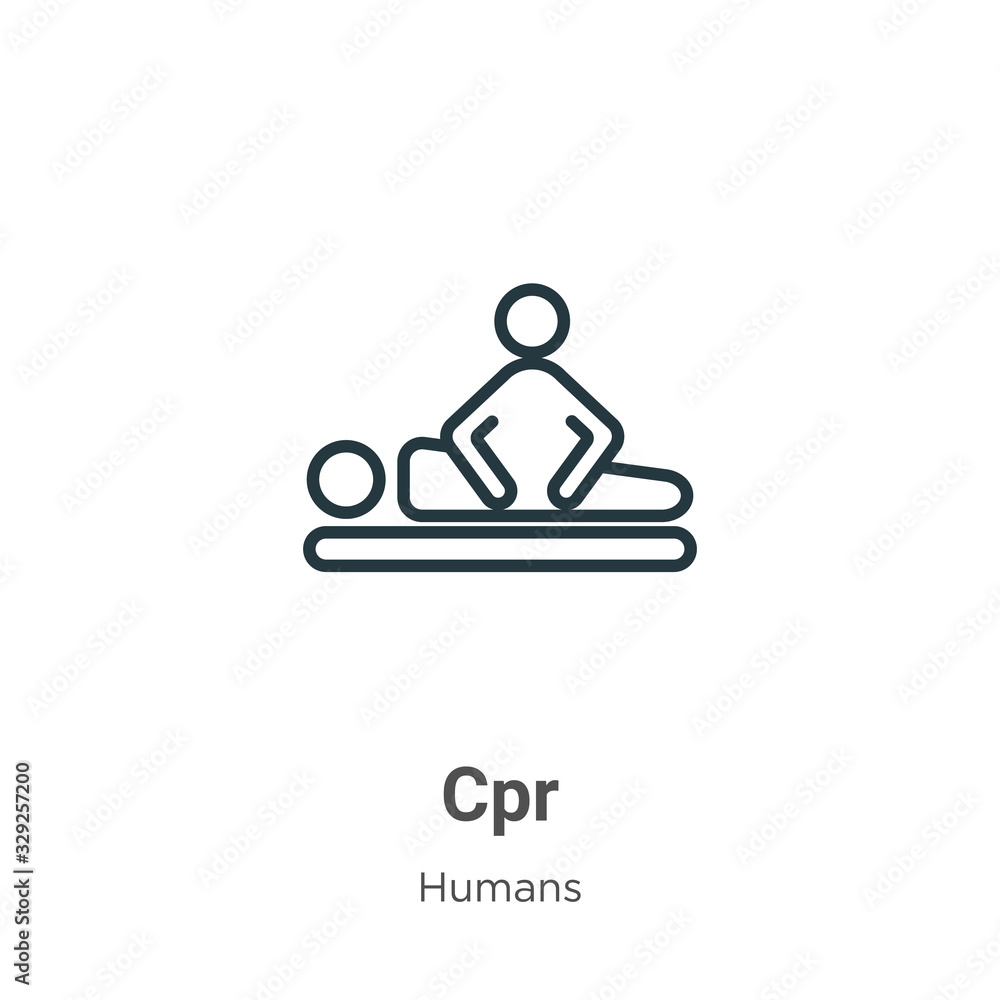 Poster cpr outline vector icon. thin line black cpr icon, flat vector simple element illustration from edit
