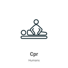 Cpr outline vector icon. Thin line black cpr icon, flat vector simple element illustration from editable humans concept isolated stroke on white background