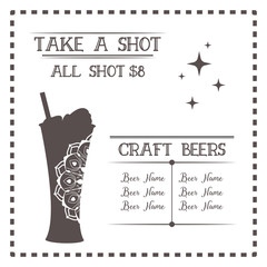 Art mandala Islamic for glass beer drawing pattern design. Vector