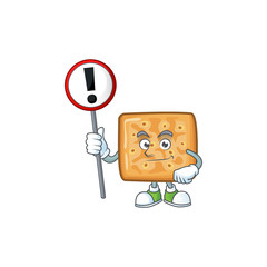 Smiling cartoon design of crackers with a sign