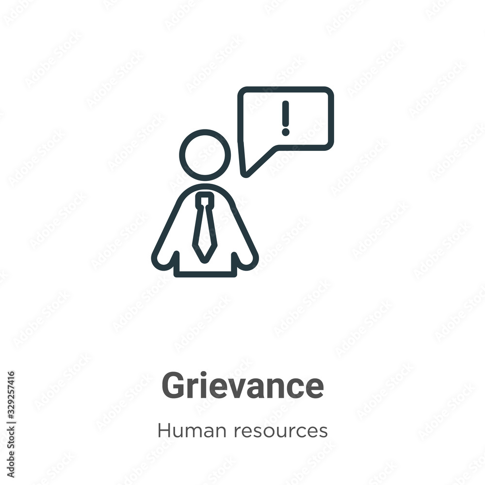 Poster grievance outline vector icon. thin line black grievance icon, flat vector simple element illustrati