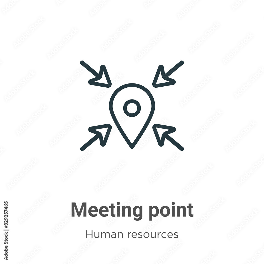 Poster meeting point outline vector icon. thin line black meeting point icon, flat vector simple element il