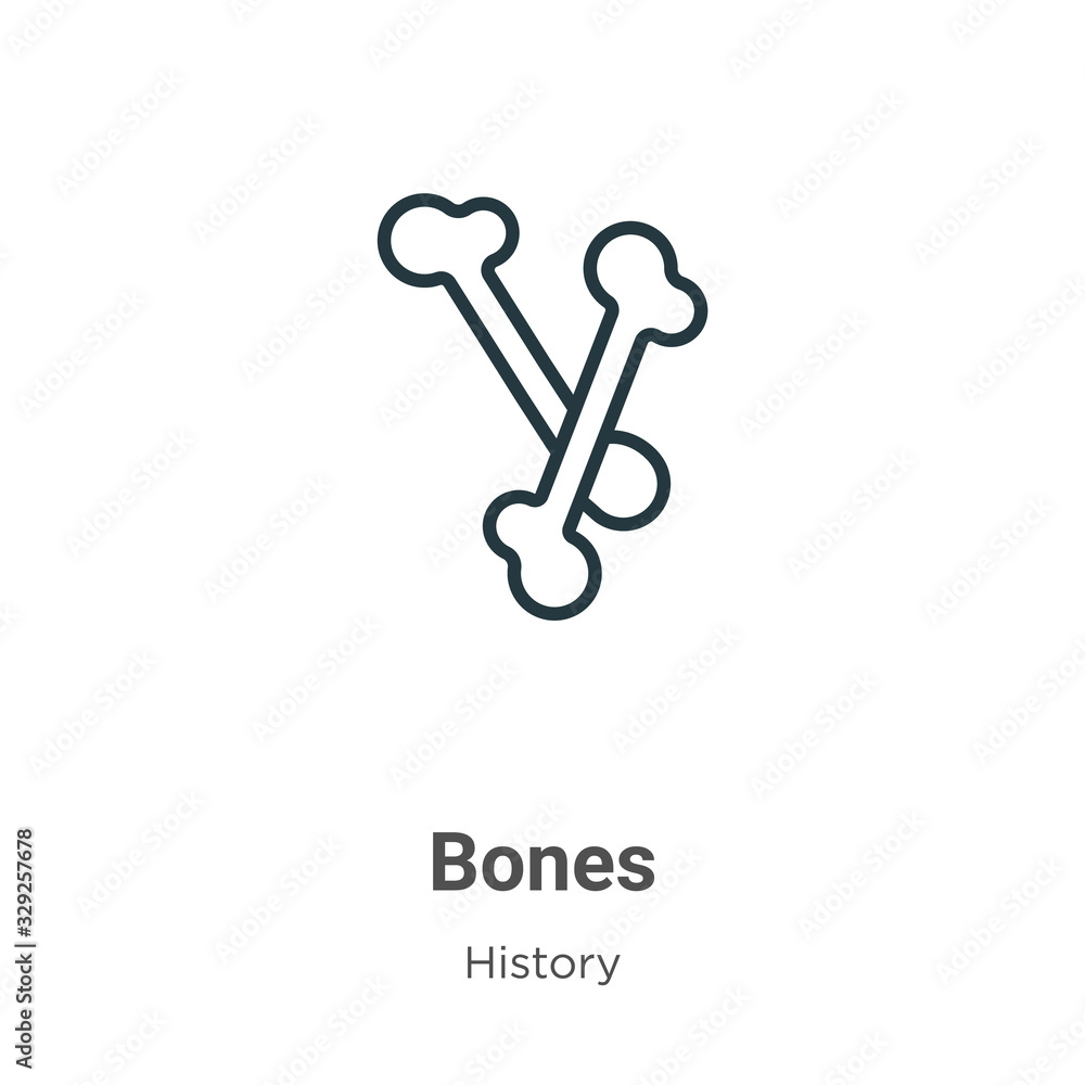 Poster bones outline vector icon. thin line black bones icon, flat vector simple element illustration from 