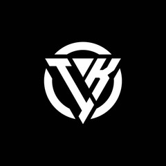 IK logo with triangle shape and circle rounded design template