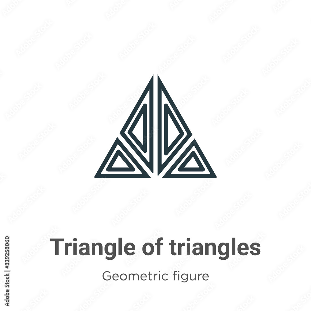 Poster triangle of triangles outline vector icon. thin line black triangle of triangles icon, flat vector s