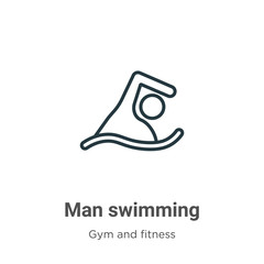 Man swimming outline vector icon. Thin line black man swimming icon, flat vector simple element illustration from editable gym and fitness concept isolated stroke on white background