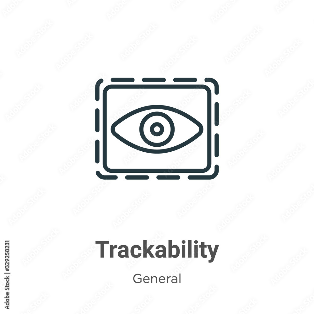 Poster trackability outline vector icon. thin line black trackability icon, flat vector simple element illu